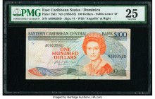 East Caribbean States Central Bank, Dominica 100 Dollars ND (1988-93) Pick 25d1 PMG Very Fine 25. 

HID09801242017