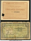 Guadeloupe Tresor Colonial 50 Centimes 1884 Pick 1r Remainder About Uncirculated; Banque De La Guadeloupe 25 Francs ND (1942) Pick 22b Very Good. Pick...