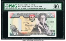 Jersey States of Jersey 50 Pounds ND (1989) Pick 19a PMG Gem Uncirculated 66 EPQ. 

HID09801242017