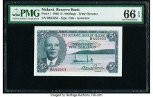 Malawi Reserve Bank of Malawi 5 Shillings 1964 Pick 1 PMG Gem Uncirculated 66 EPQ. 

HID09801242017