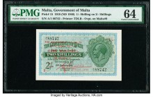 Malta Government of Malta 1 Shilling on 2 Shilling 20.11.1918 (ND 1940) Pick 15 PMG Choice Uncirculated 64. 

HID09801242017