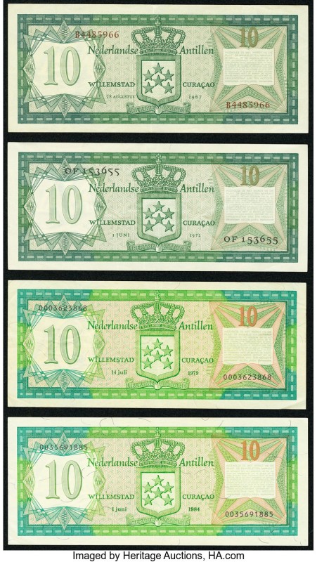 Netherlands Antilles Bank van de Nederlandse Antillen 10 Gulden 1967; 1972; 1979...