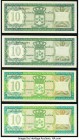 Netherlands Antilles Bank van de Nederlandse Antillen 10 Gulden 1967; 1972; 1979; 1984 Pick 9a; 9b; 16a; 16b Four Examples Very Fine or Better. 

HID0...