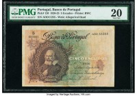 Portugal Banco de Portugal 5 Escudos 8.8.1922 Pick 120 PMG Very Fine 20. Splits.

HID09801242017