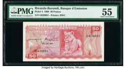 Rwanda-Burundi Banque d'Emission du Rwanda et du Burundi 50 Francs 1.10.1960 Pick 4 PMG About Uncirculated 55. 

HID09801242017