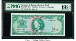 Trinidad And Tobago Central Bank of Trinidad and Tobago 5 Dollars 1964 Pick 27c PMG Gem Uncirculated 66 EPQ. 

HID09801242017
