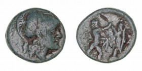 Macedonia
Antigono Gonatas
AE-17. Anfipolis. (271-239 a.C.). A/Cabeza de Atenea con casco a der. R/Pan estante a der. erigiendo trofeo. 3.87g. SNG M...