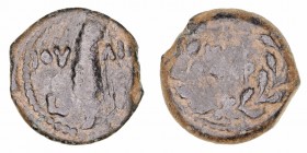 Judea
Valerio Grato
Prutah. AE. (15-26 d.C.). Acuñaciones de los Procuradores Romanos (año 5). 2.36g. Hending 646. BC+.