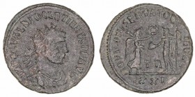 Diocleciano
Antoniniano. AE. R/IOVI CONSERVATORI AVGG., en el campo PA y en exergo XXI. 3.79g. RIC.330. MBC-.