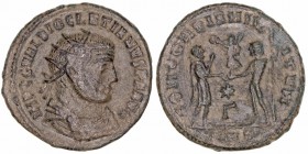 Diocleciano
Antoniniano. AE. R/CONCORDIA MILLITVM, en el campo P y *. 3.01g. RIC.306. MBC+/MBC-.