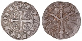 Corona Castellano Leonesa
Sancho IV
Dinero. VE. Salamanca. (Dinero salamanqués). Con crecientes externos dobles a cada lado de la cruz y punto sobre...