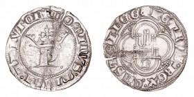 Corona Castellano Leonesa
Pedro I
1/2 Real. AR. Burgos. Con B bajo el castillo. 1.57g. AB.382. Grieta en cospel. Escasa. (MBC-).
