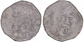 Reyes Católicos
4 Maravedís. AE. Cuenca. s/f. Con C y armiño en anv. 8.49g. Cal.566 vte. BC.