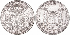 Fernando VI
8 Reales. AR. Méjico MM. 1755. Tipo columnario. 27.04g. Cal.338. MBC-.
