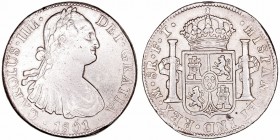 Carlos IV
8 Reales. AR. Méjico FT. 1801. 26.69g. Cal.697. Limpiada. (BC+).