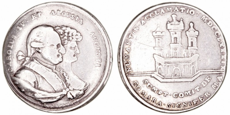 Carlos IV
Medalla. AR. 1789. Proclamación en Soria (módulo 1 Real). 3.43g. H.50...