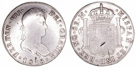 Fernando VII
8 Reales. AR. Guatemala M. 1818. 26.72g. Cal.467. Marquitas y rayas. (MBC-).