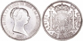 Isabel II
20 Reales. AR. Madrid. 1855. 25.61g. Cal.175. Golpecitos en canto. (MBC).