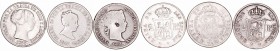Isabel II
2 Reales. AR. Lote de 3 monedas. 1847 Madrid, 1853 y 1861 Barcelona. MBC- a BC.