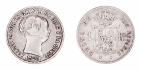Isabel II
Real. AR. Barcelona. 1853. 1.32g. Cal.398. MBC.