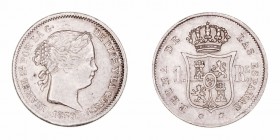 Isabel II
Real. AR. Madrid. 1859. 1.34g. Cal.421. MBC+.