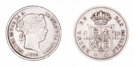 Isabel II
Real. AR. Madrid. 1859. 1.29g. Cal.421. MBC.