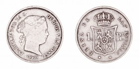 Isabel II
Real. AR. Sevilla. 1860. 1.28g. Cal.441. MBC-.