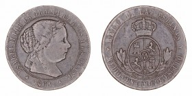 Isabel II
1/2 Céntimo de Escudo. AE. Segovia OM. 1868. 1.25g. Cal.678. MBC-.
