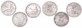 Gobierno Provisional
2 Pesetas. AR. Lote de 3 monedas. 1869 *18-69 (2) y 1870 *18-74. MBC a MBC-.