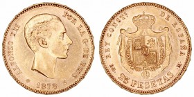 Alfonso XII
25 Pesetas. AV. 1878 *18-78 EMM. 8.07g. Cal.6. EBC-.