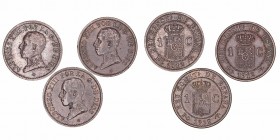 Alfonso XIII
Céntimo. AE. 1912 *2 PCV. Lote de 3 monedas. Cal.79. MBC.