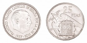 Estado Español
25 Pesetas. Cuproníquel. 1957 *69. PLUS-ULTRA. 8.58g. Cal.38. SC.