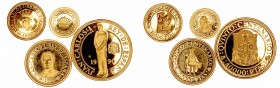 Juan Carlos I
AV. 1990. Quinto Centenario. Serie de 4 valores. 5000, 10000, 20000 y 40000 Pesetas. Peso total 25.30g. Encapsuladas (una de ellas rota...
