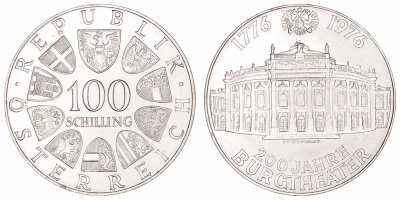 Austria 
100 Schilling. AR. 1976. 23.93g. KM.2930. EBC.