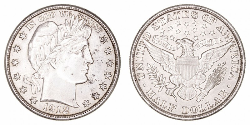 Estados Unidos 
1/2 Dólar. AR. 1912. 12.49g. KM.116. Alguna manchita. Escasa as...