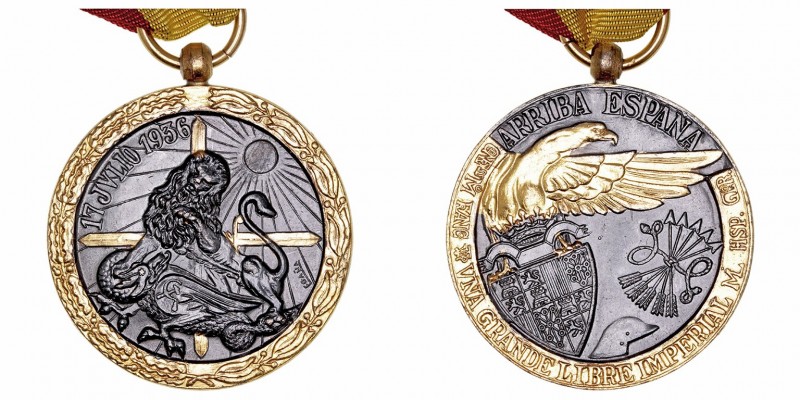 Estado Español
Medalla. AE. Campaña 1936-1939. Con cinta original con cantos ne...