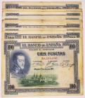 Banco de España
100 Pesetas. 1 julio 1925. Serie Series. Lote de 25 billetes. Serie A (5), Serie B (6) y Serie C (14). ED.323a. Imprescindible examin...