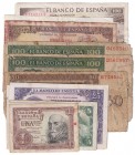 Estado Español, Banco de España
Lote de 16 billetes. 1 Peseta 1951 y 1953 (4), 5 Pesetas 1951 (2) y 1954, 25 Pesetas 1954 (2), 50 Pesetas 1936, 100 P...