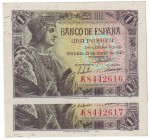 Estado Español, Banco de España
1 Peseta. 21 mayo 1943. Serie K. Pareja correlativa. ED.447a. SC.