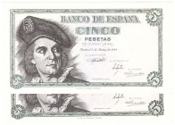 Estado Español, Banco de España
5 Pesetas. 5 marzo 1948. Serie J. Lote de 2 billetes. ED.455a. SC-.