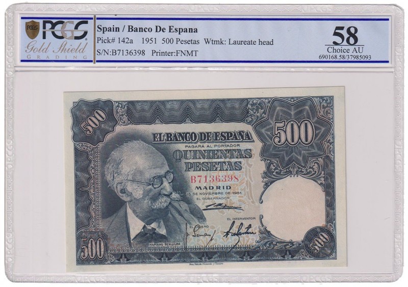 Estado Español, Banco de España
500 Pesetas. 15 noviembre 1951. Serie B. ED.460...