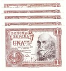 Estado Español, Banco de España
1 Peseta. 22 julio 1953. Serie Y. Lote de 5 billetes. ED.465a. SC.