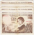 Estado Español, Banco de España
100 Pesetas. 19 noviembre 1965. Lote de 10 billetes. Series. ED.470a. Algo sucios. BC- a RC.