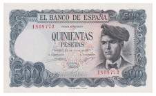 Estado Español, Banco de España
500 Pesetas. 23 julio 1971. Sin serie. ED.473. Doblez en pico. EBC.
