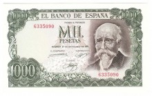 Estado Español, Banco de España
1000 Pesetas. 17 septiembre 1971. Sin serie. ED.474. Lavado y planchado. EBC.