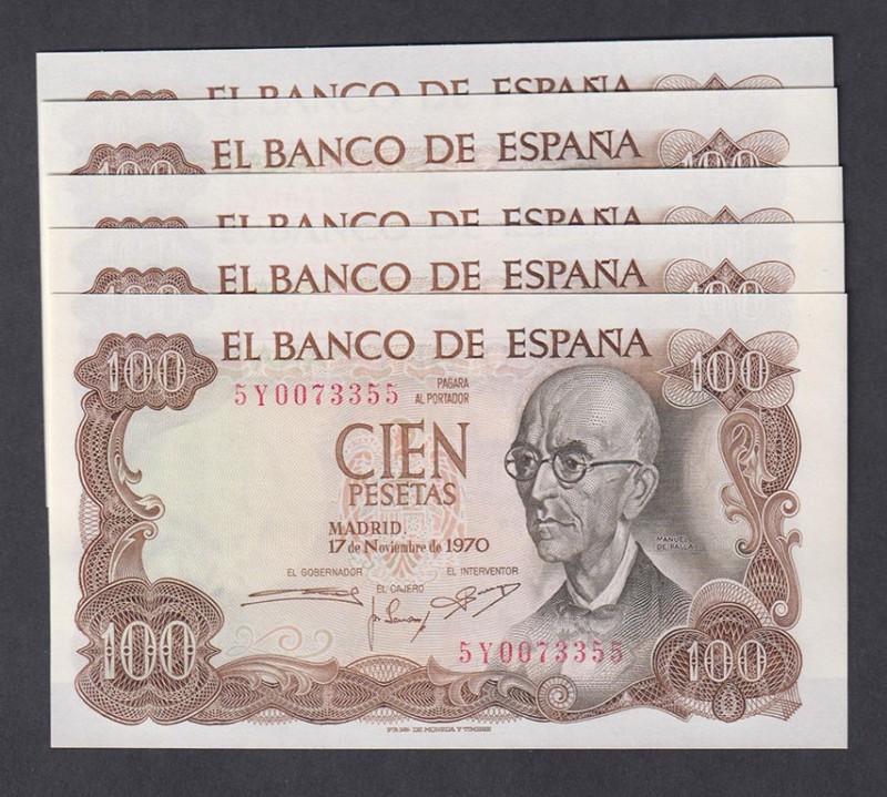 Estado Español, Banco de España
100 Pesetas. 17 noviembre 1970. Serie 5Y. Lote ...