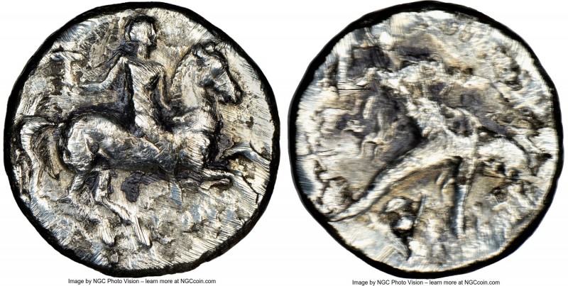 CALABRIA. Tarentum. Ca. 281-240 BC. AR didrachm (19mm, 6.06 gm, 3h). NGC Fine, 4...