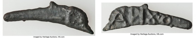 SCYTHIA. Olbia. Ca. 437-410 BC. Cast AE (42mm, 3.47 gm). VF. Dolphin right / API...
