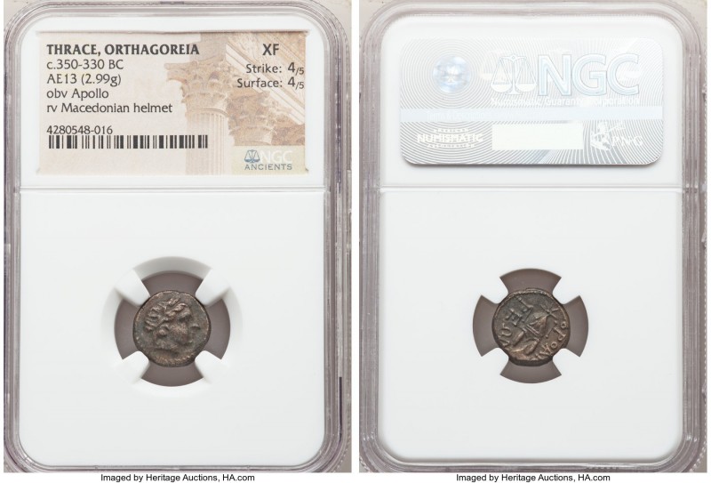 THRACE. Orthagoreia. Ca. 350-330 BC. AE (13mm, 2.99 gm, 1h). NGC XF 4/5 - 4/5. L...