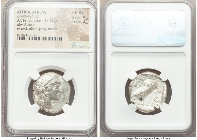 ATTICA. Athens. Ca. 440-404 BC. AR tetradrachm (25mm, 17.21 gm, 1h). NGC Choice ...